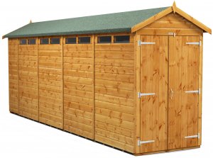 Power 18x4 Apex Secure Garden Shed - Double Door